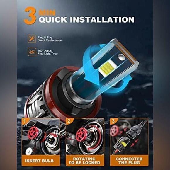 FITMOTORS H11/H8/H9 9005/HB3 LED Bulbs 160W 32000 Lumens Bright Pack Of 4 NIB - Picture 2 of 7